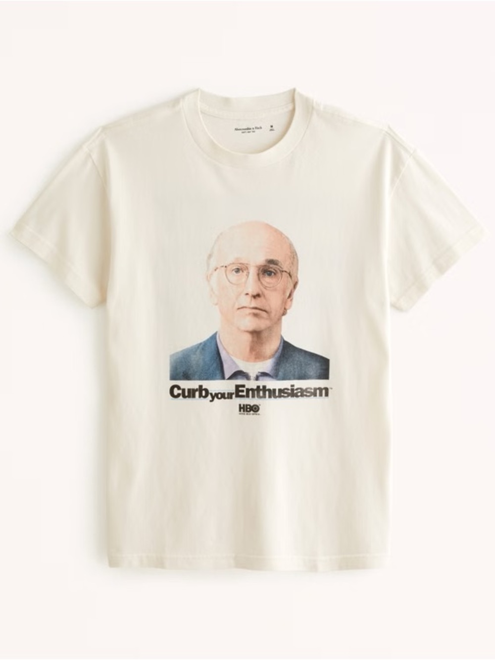 Mens Abercrombie & Fitch Larry David Curb Your Enthusiasm T-Shirt - Cream Size L